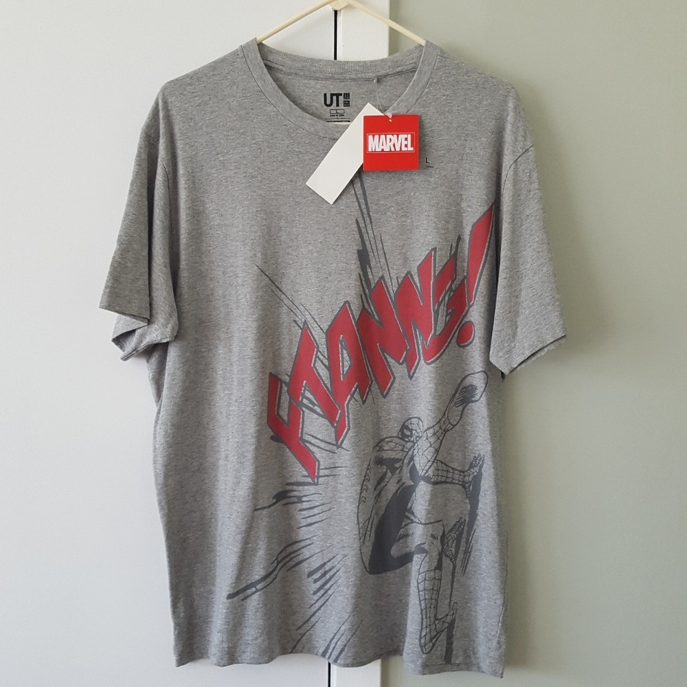 Uniqlo Marvel Spiderman Gray Graphic Tee Shirt L